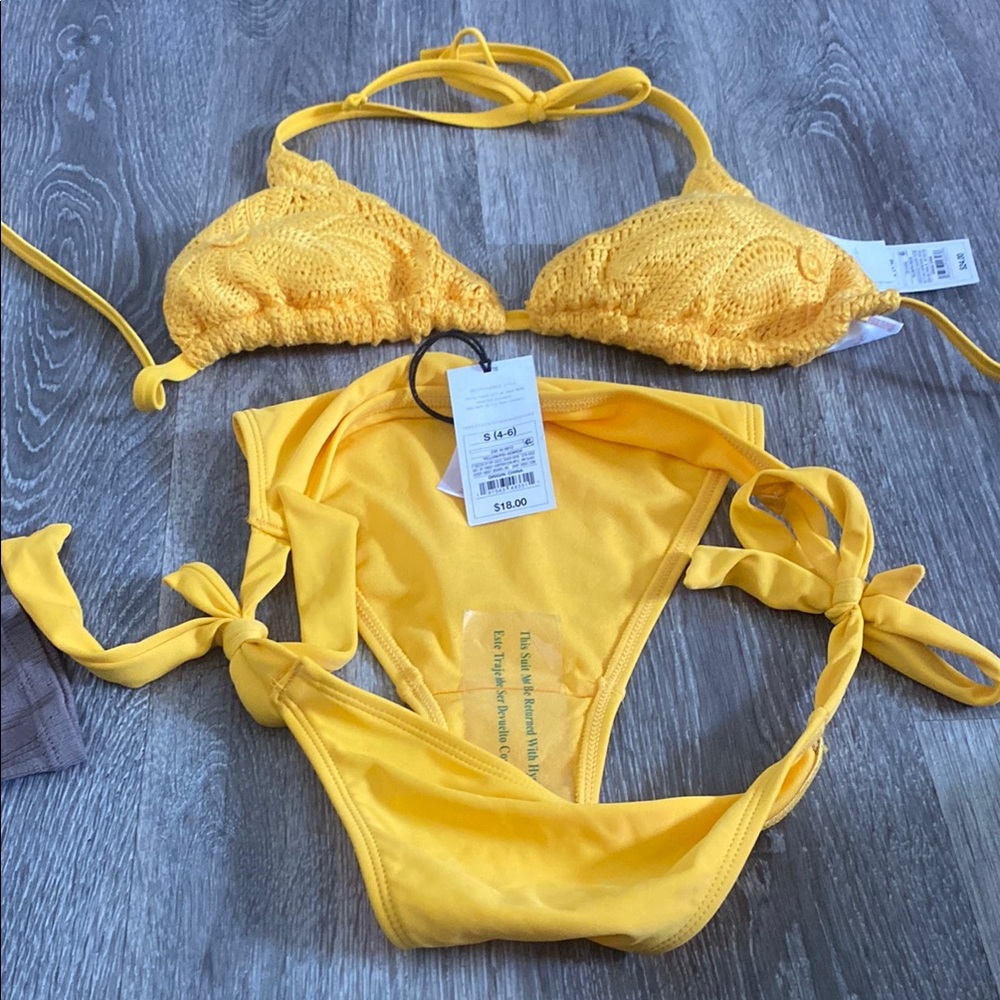 NWT Yellow Crochet Bikini Set